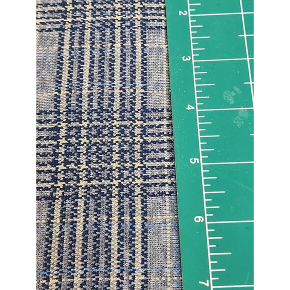Vintage Navy Plaid Polyester Fabric 23x60 Inches Sewing Material - Picture 6 of 8